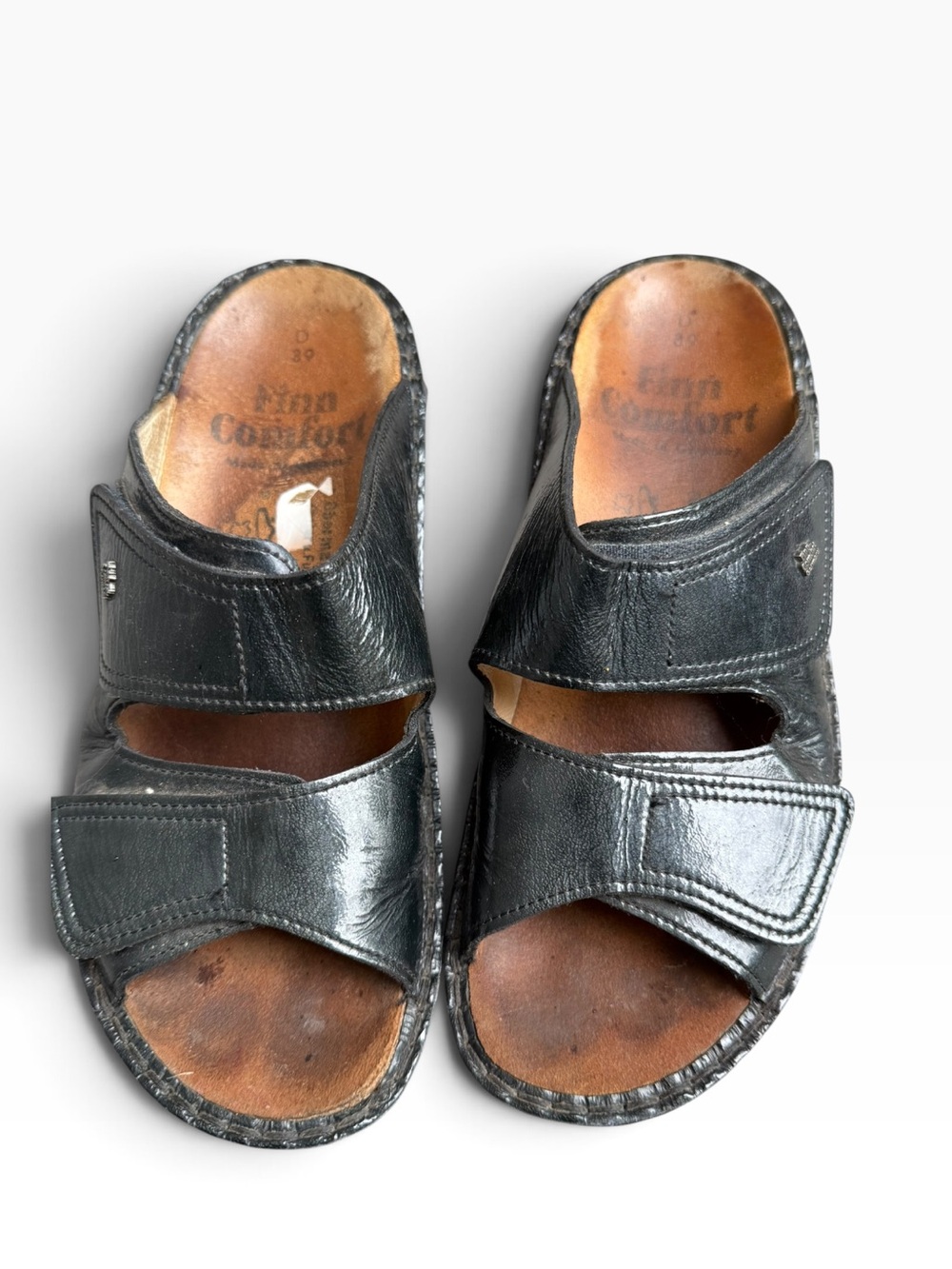 Finn Comfort Women's Jamaika Black Leather Slide Sandals Size 39